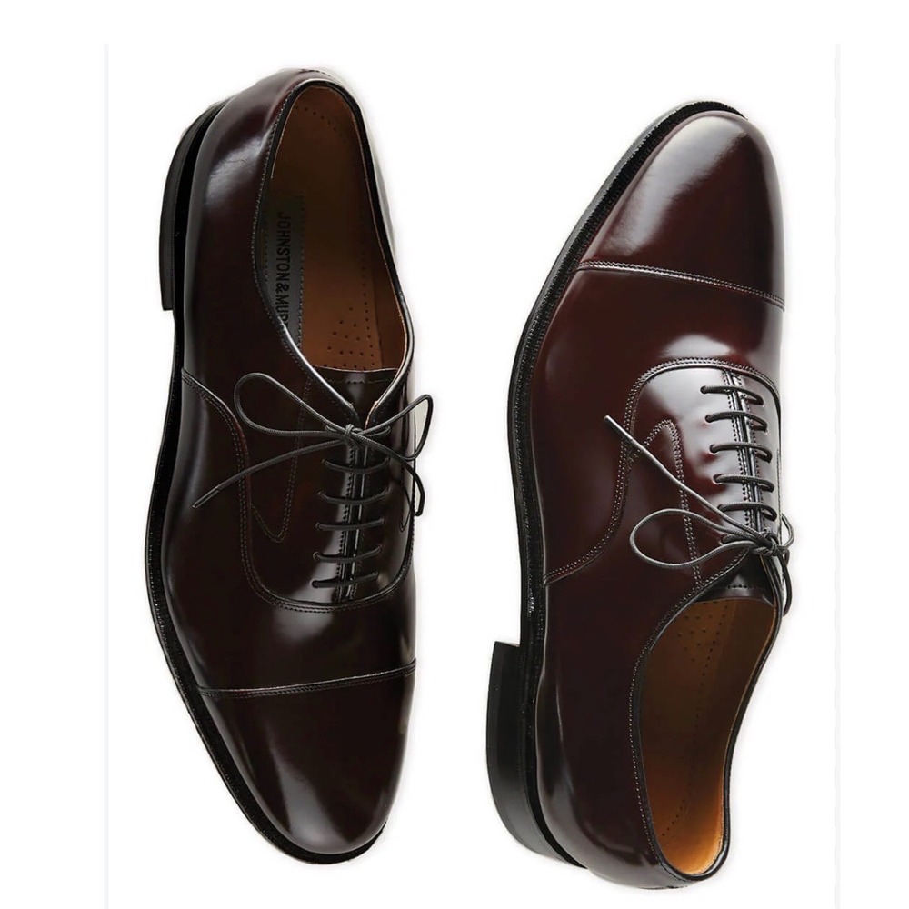 Mens Burgundy Leather Cap Toe Oxford Dress Shoes Made in USA Size 7.5 B